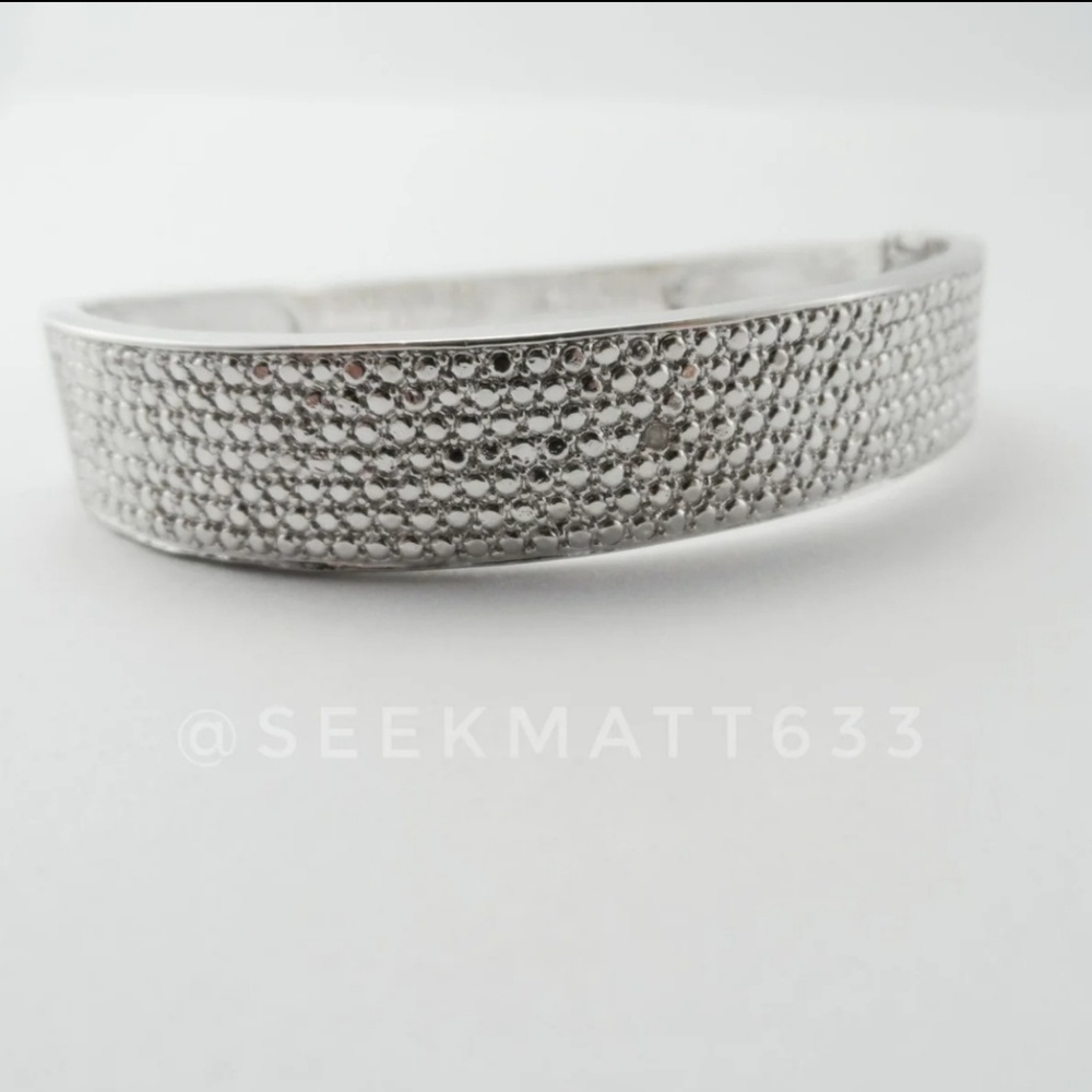 Genuine Diamond Accent 6" Textured Bangle
